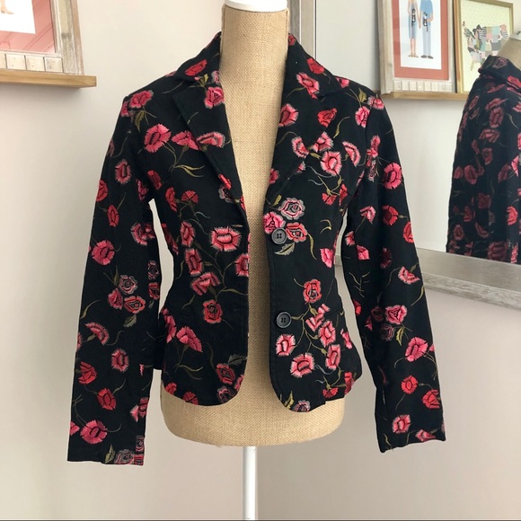Paparazzi New Rare Rose Floral Embroidered Blazer - Picture 6 of 14